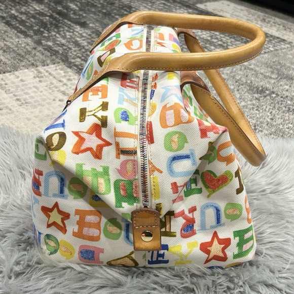 Authentic Dooney & Bourne Signature Logo Multicolor Canvas Duffle Style Bag - Picture 3 of 16